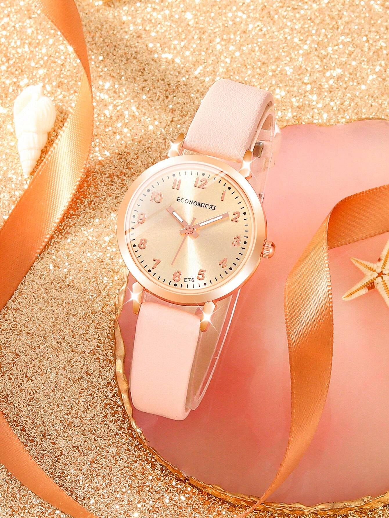 5Pcs Cute Silica Gel Quartz Girls Watch Necklace Bracelet Earrings Jewelry Set Girl Gift Halloween Gift Christmas Carnival School Life