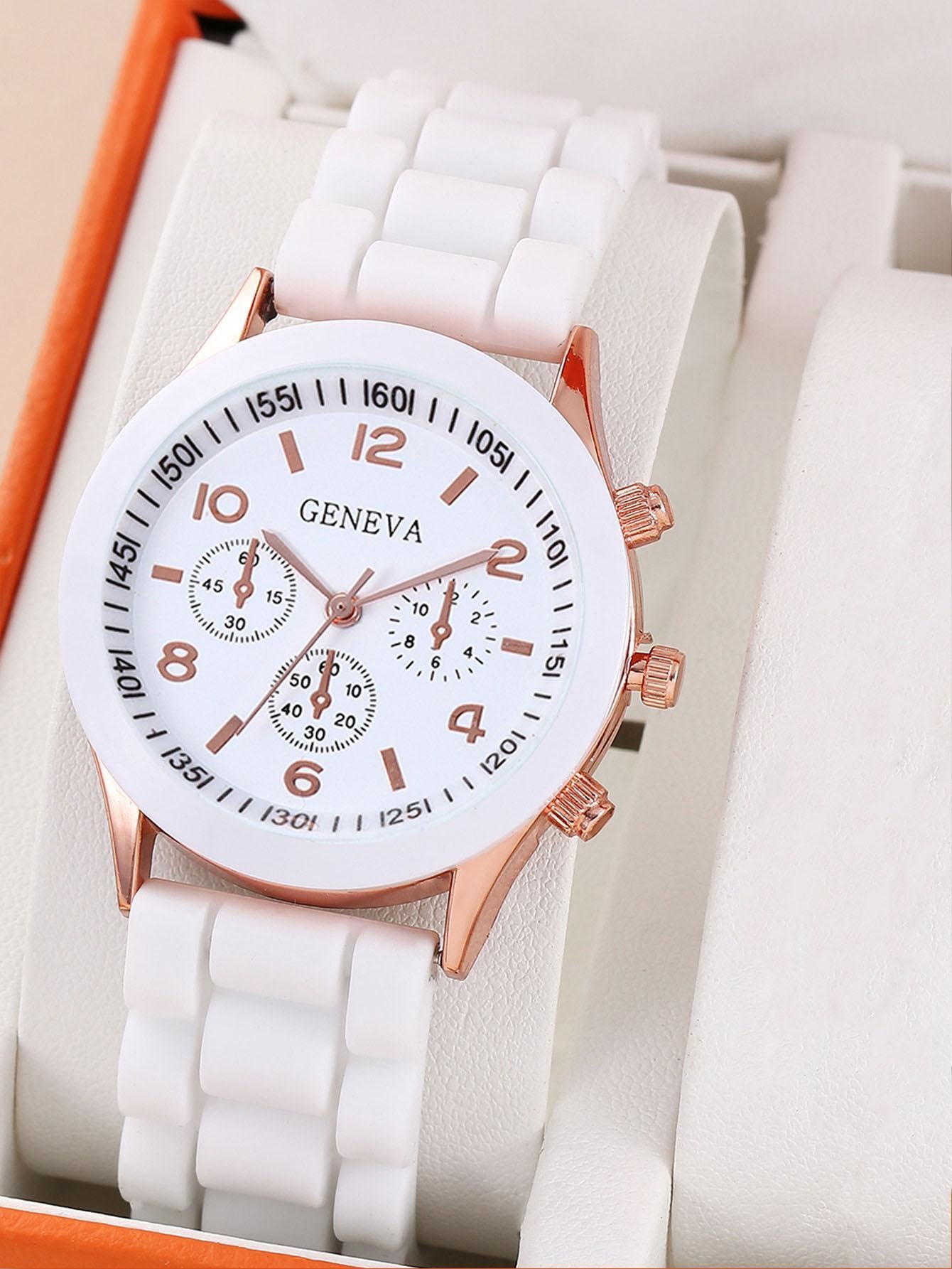 5Pcs Cute Silica Gel Quartz Girls Watch Necklace Bracelet Earrings Jewelry Set Girl Gift Halloween Gift Christmas Carnival School Life
