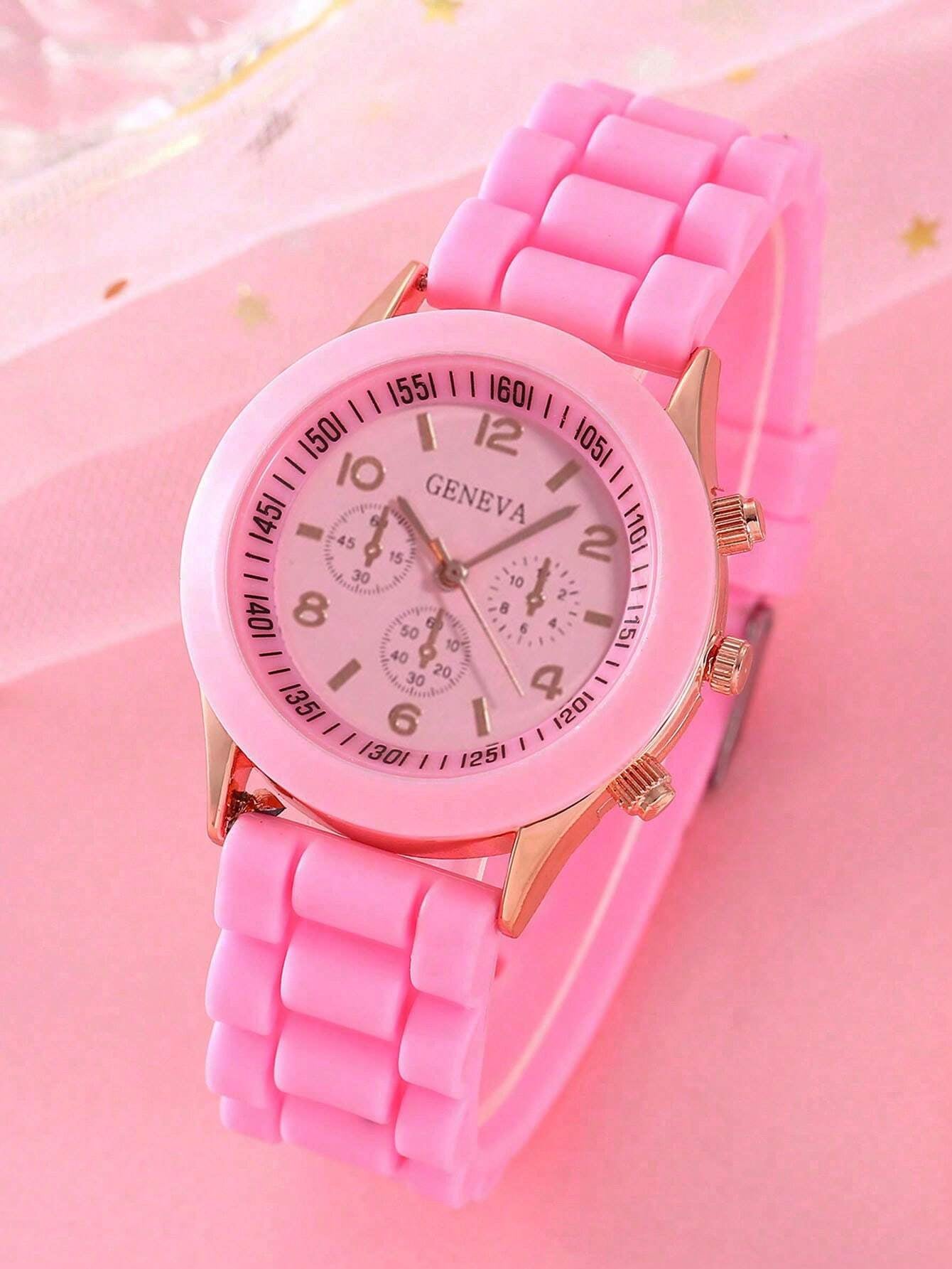 5Pcs Cute Silica Gel Quartz Girls Watch Necklace Bracelet Earrings Jewelry Set Girl Gift Halloween Gift Christmas Carnival School Life