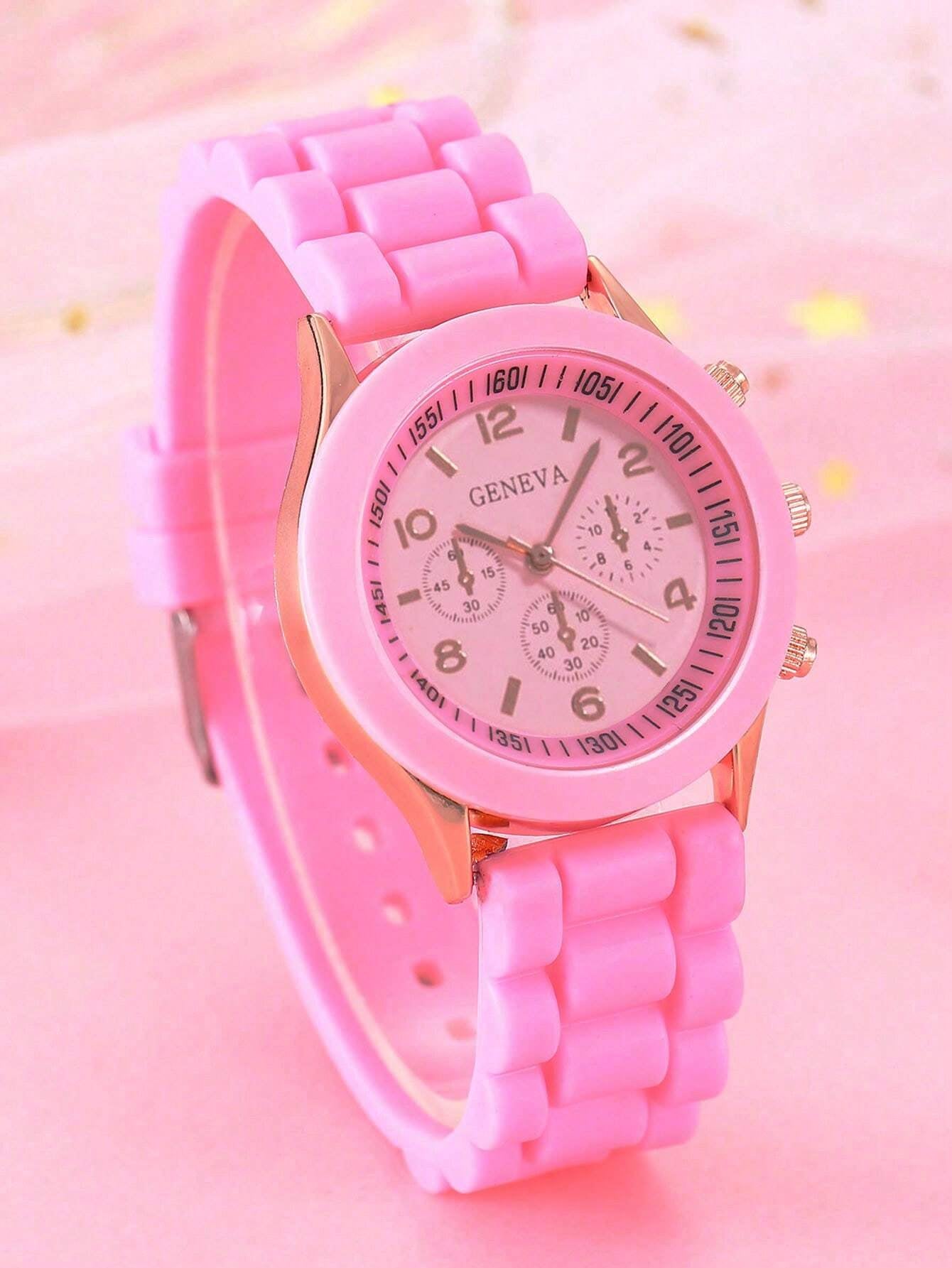 5Pcs Cute Silica Gel Quartz Girls Watch Necklace Bracelet Earrings Jewelry Set Girl Gift Halloween Gift Christmas Carnival School Life
