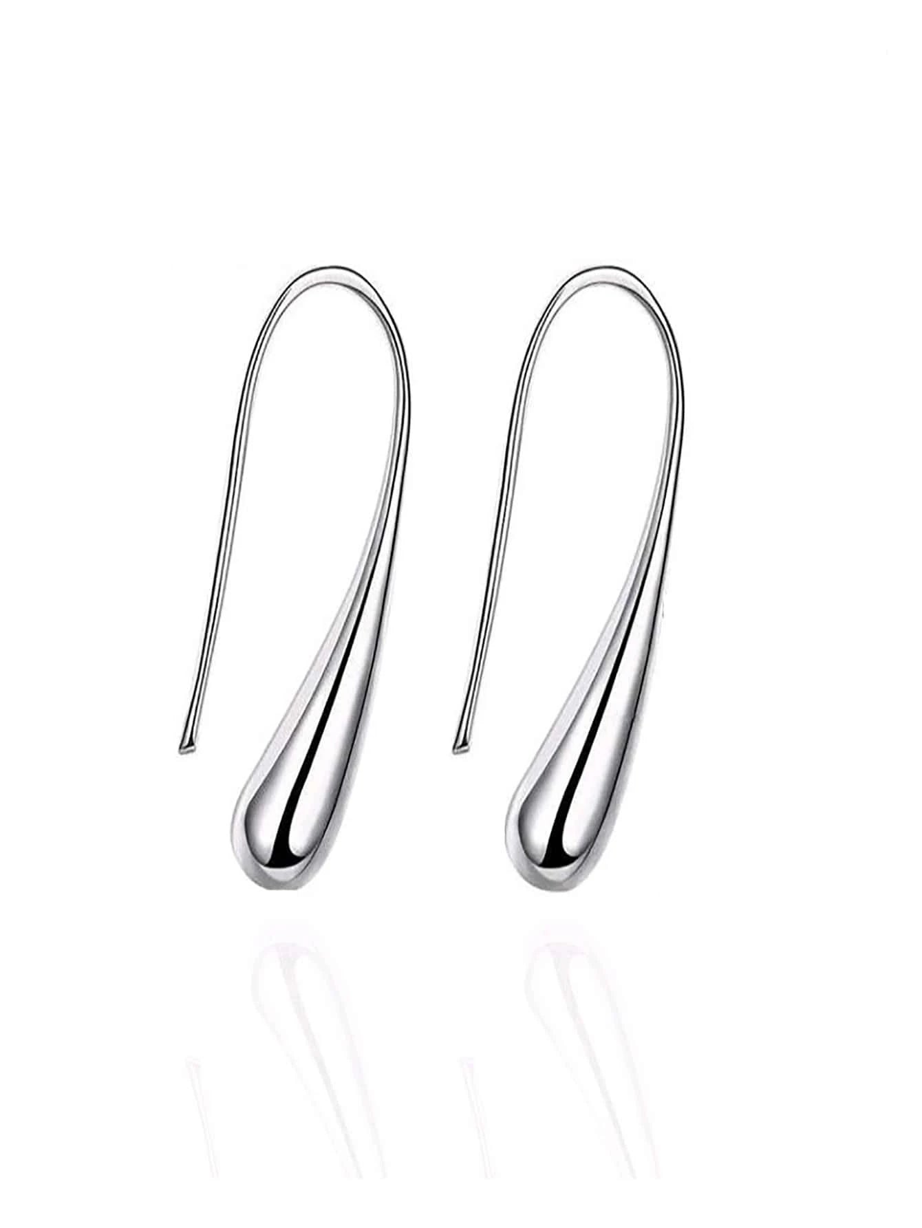 4Pcs/Set Fashion Simple Water Drop Jewelry Ring Earrings Necklace Bracelet Set of Four Stainless Steel Jewelry