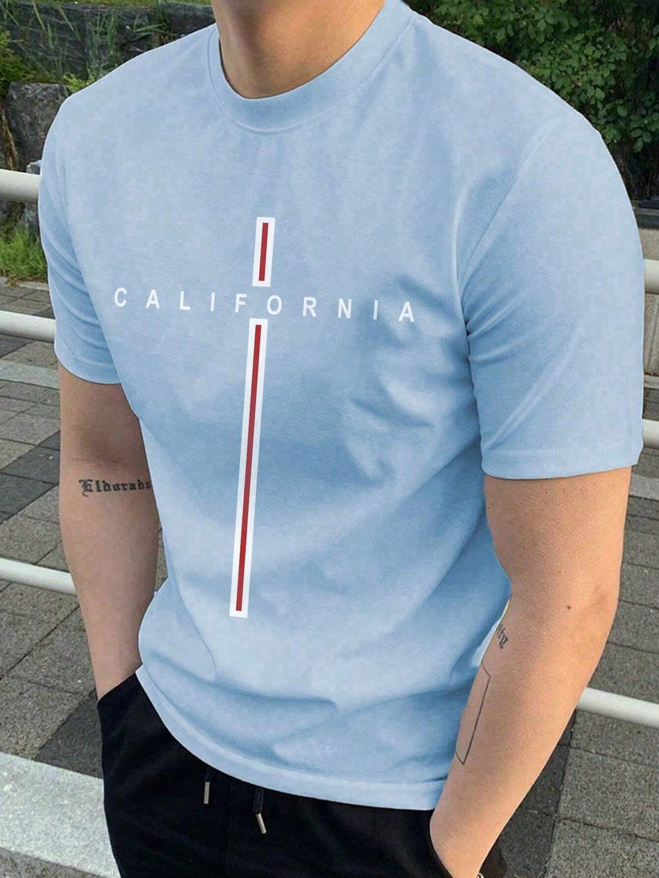 Manfinity Homme Men'S Oversized Letter Printed Drop Shoulder T-Shirt