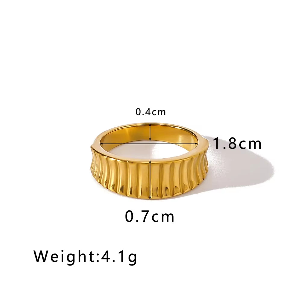 Charm Gold Color Geometric Chunky Rings for Women 18K Stainless Steel Waterproof Statement Fashion Jewelry