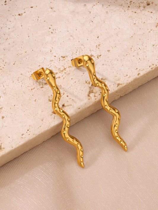 Gold Plated Stainless Steel Snake Earrings for Women Ear Clip Hoop Vintage Gothic Punk Party Aesthetic Jewelry Gift New Trendy