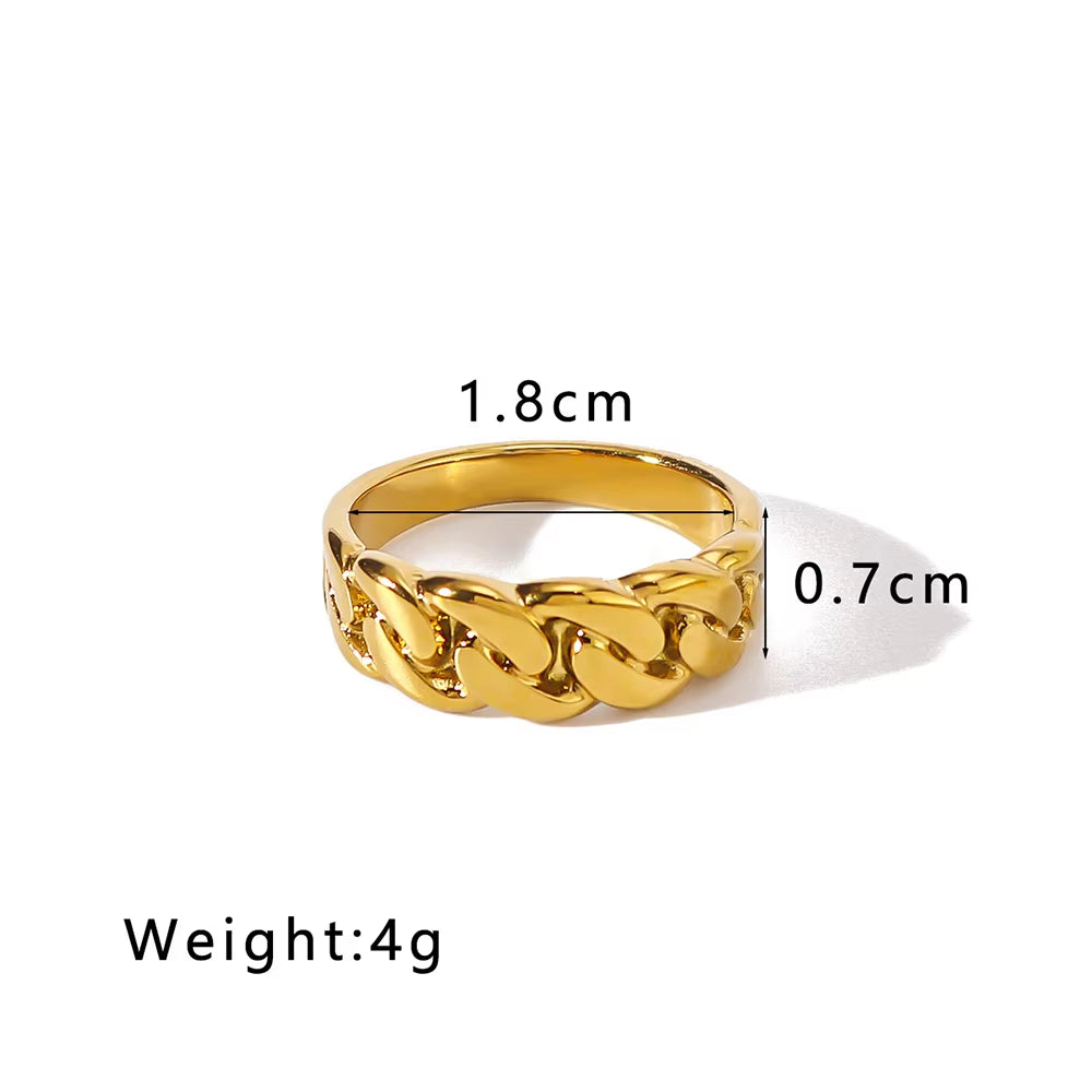 Charm Gold Color Geometric Chunky Rings for Women 18K Stainless Steel Waterproof Statement Fashion Jewelry