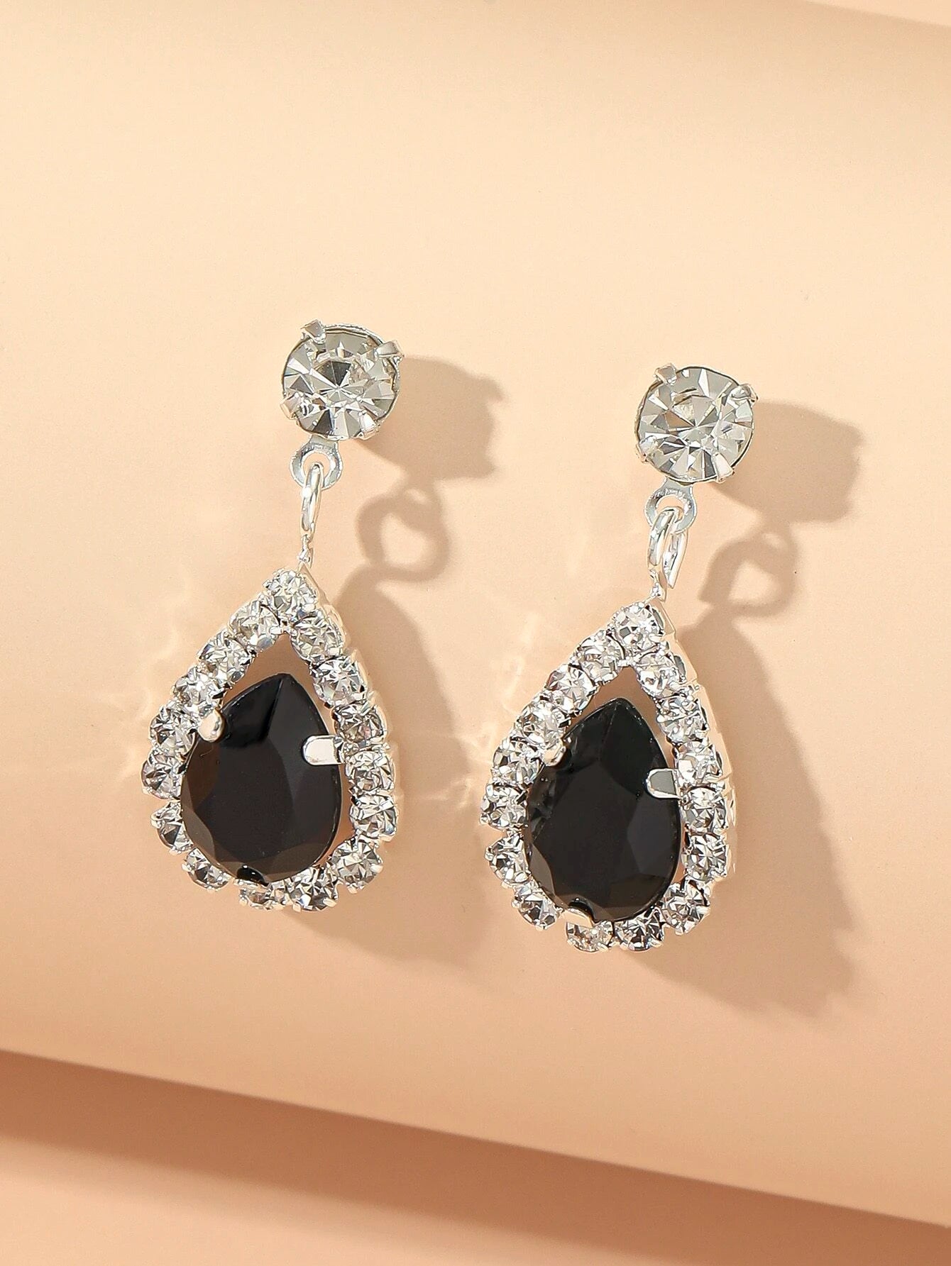 1Pair Fashionable Versatile Rhinestone & Crystal & Cubic Zirconia Teardrop Dangle Earrings, Great Gift for Women'S Dating