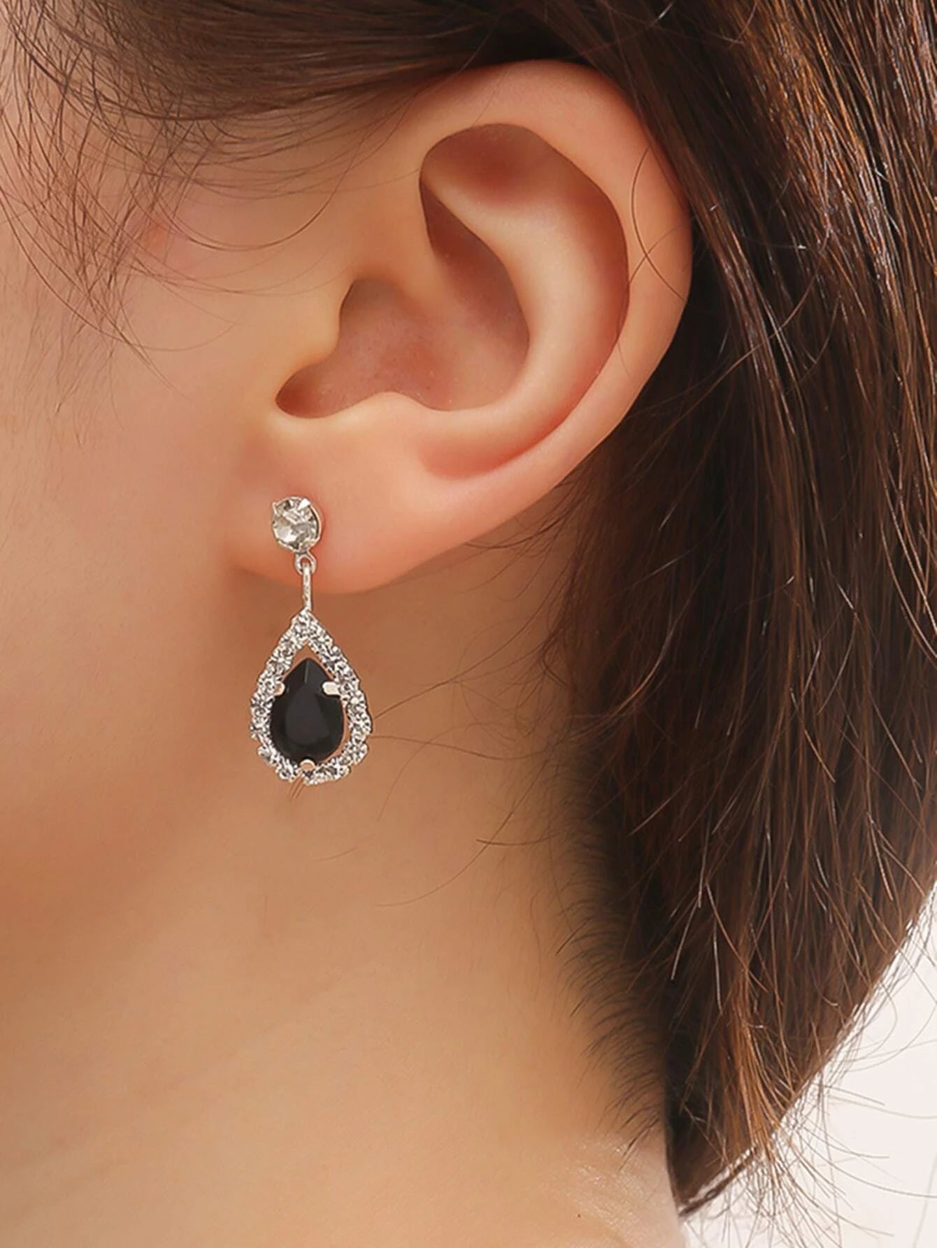 1Pair Fashionable Versatile Rhinestone & Crystal & Cubic Zirconia Teardrop Dangle Earrings, Great Gift for Women'S Dating