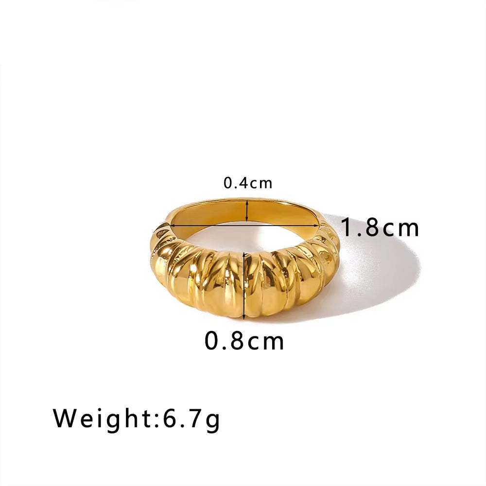 Charm Gold Color Geometric Chunky Rings for Women 18K Stainless Steel Waterproof Statement Fashion Jewelry