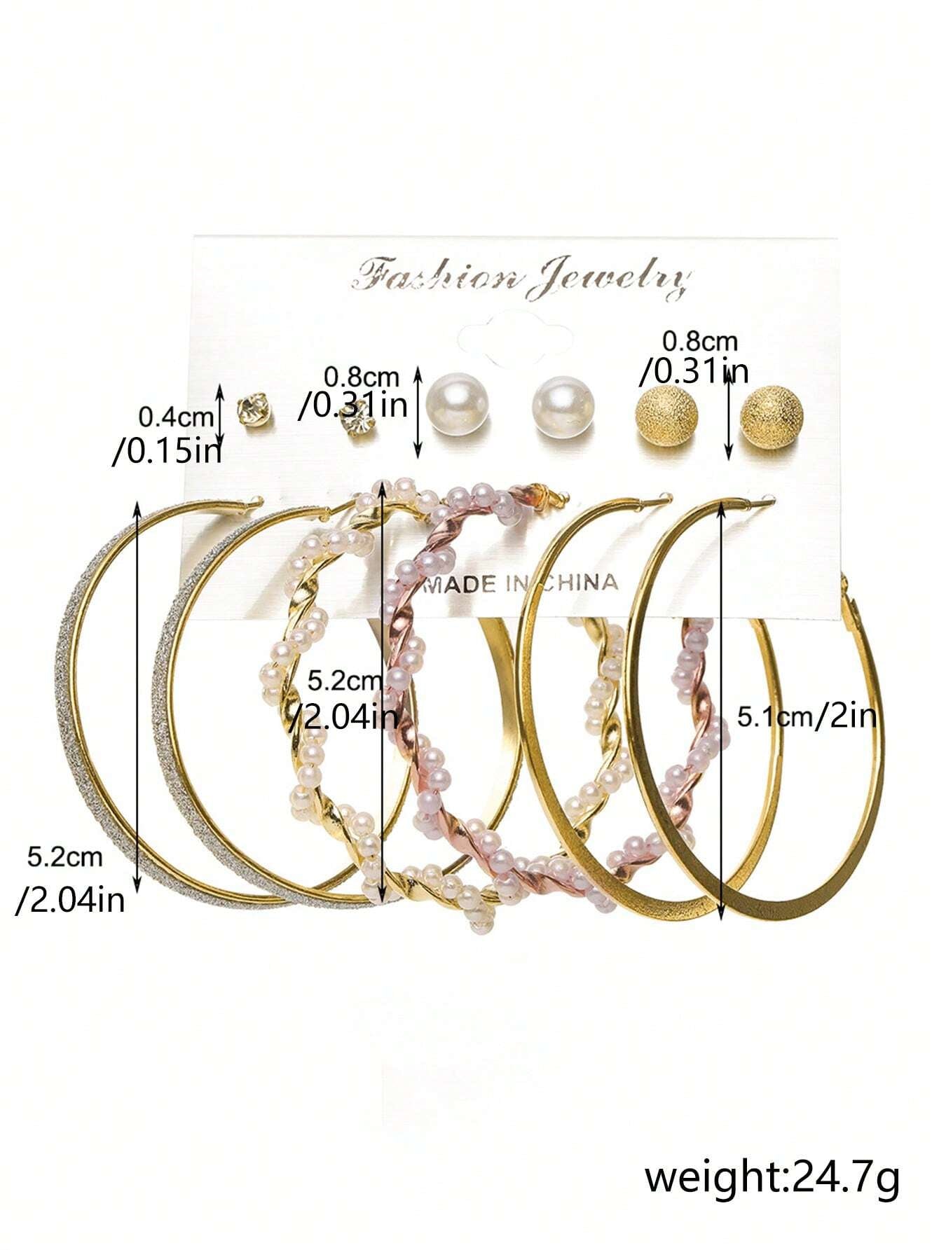 6Pairs Exaggerated Fashion Acrylic Big Tower, C Design & Heart Shaped Earrings Set