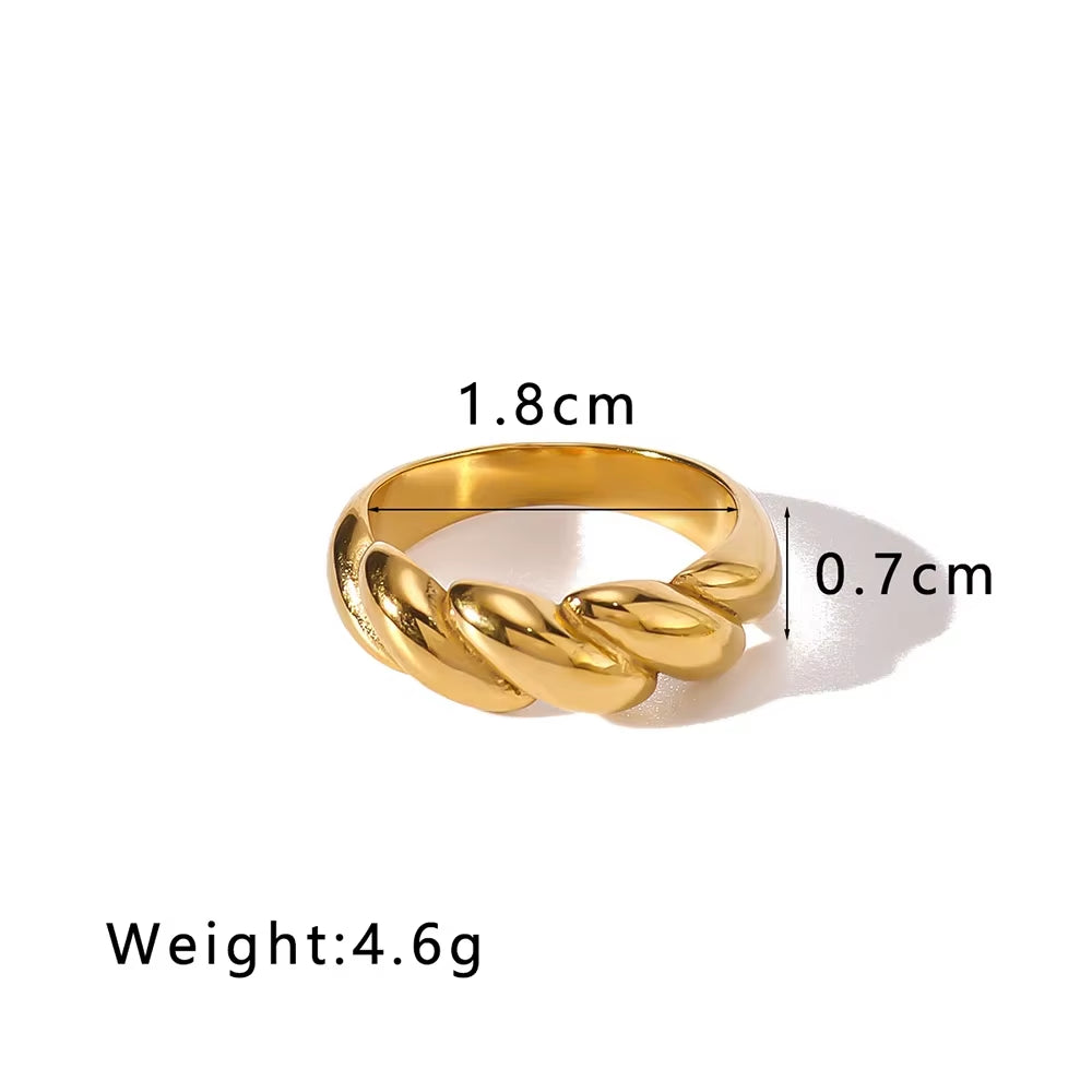 Charm Gold Color Geometric Chunky Rings for Women 18K Stainless Steel Waterproof Statement Fashion Jewelry