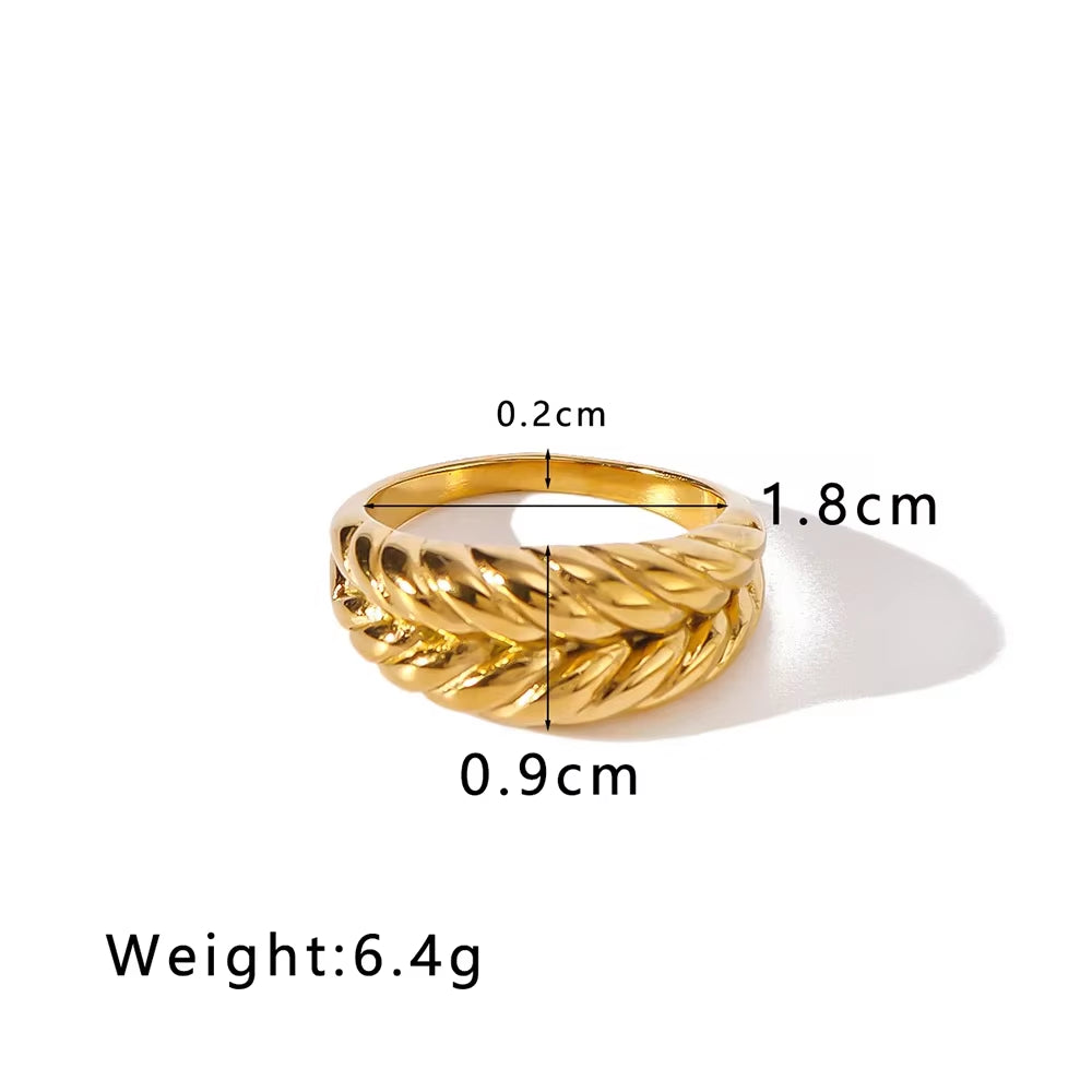 Charm Gold Color Geometric Chunky Rings for Women 18K Stainless Steel Waterproof Statement Fashion Jewelry