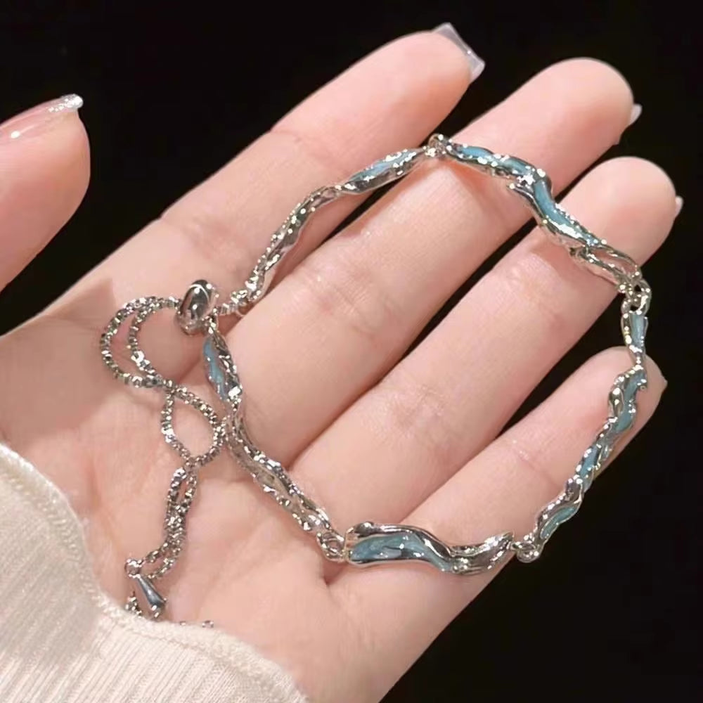 Shiny Pink Crystal Cherry Blossom Bracelets for Women Girls Sweet Moon Bow Flowers Zircon Bracelet Party Aesthetic Egirl Jewelry