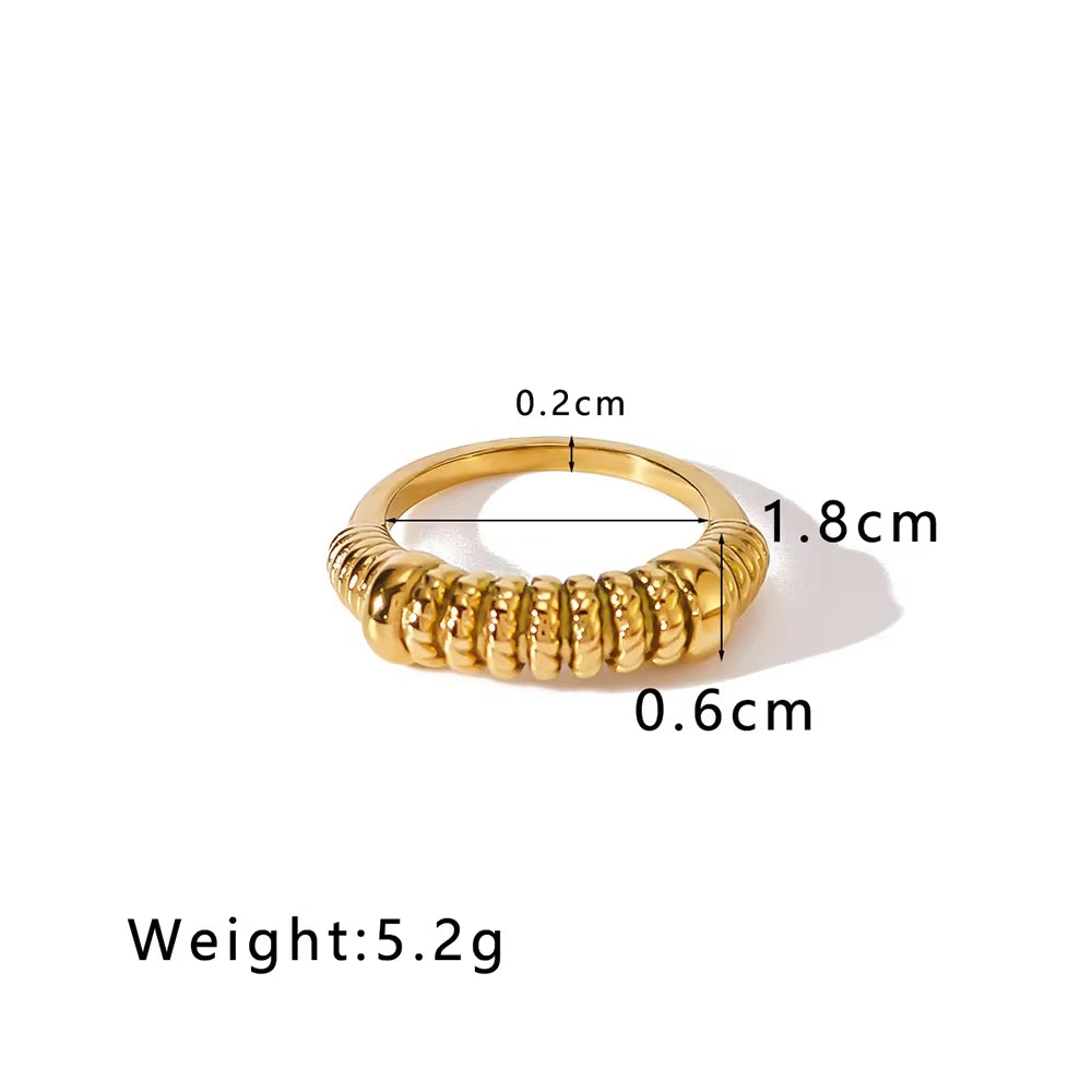 Charm Gold Color Geometric Chunky Rings for Women 18K Stainless Steel Waterproof Statement Fashion Jewelry